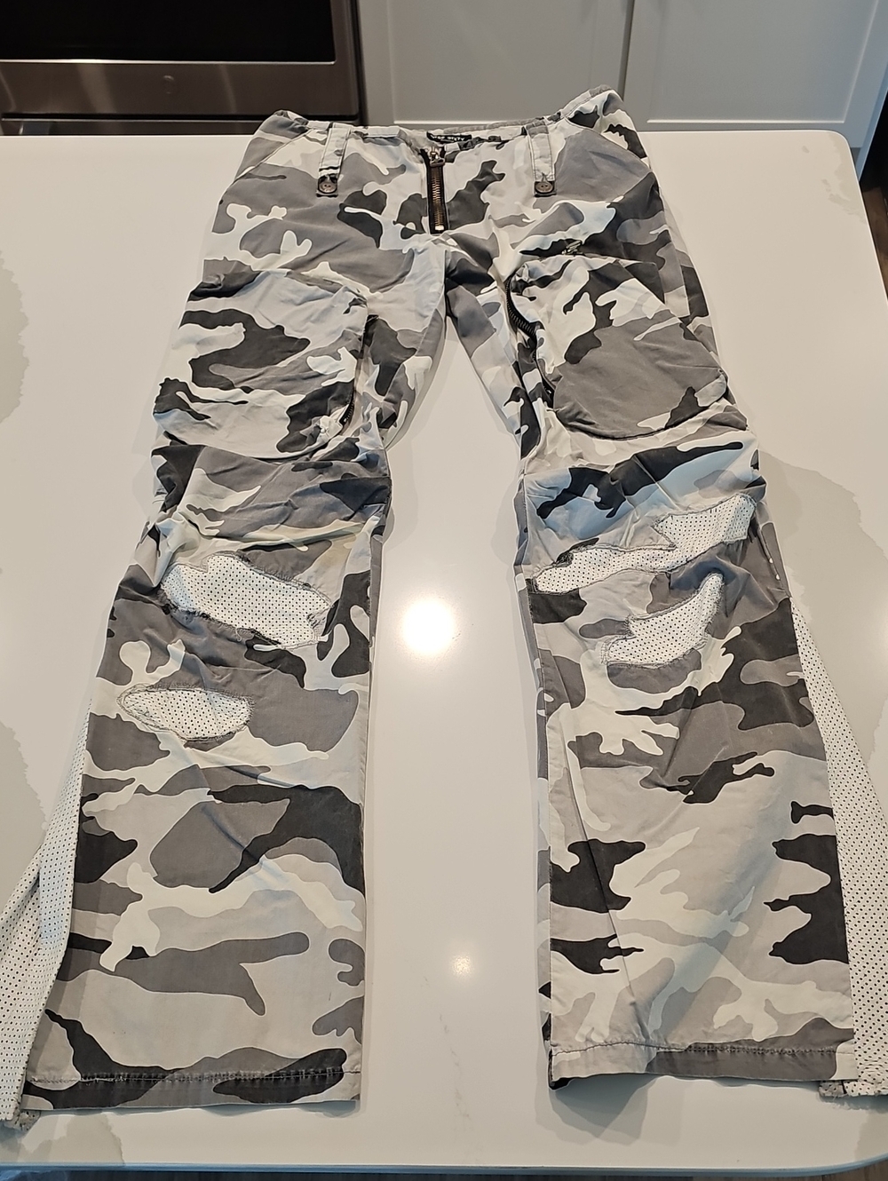 Miss Sixty Gray & White Camouflage Pants